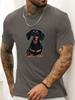 Unisex O Neck Tee Cute Sitting Dachshund Dog Cartoon Print Cotton Short Sleeve Loose Summer Breathable Daily Casual Basic Wear Top