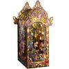 Moin Moin Dollhouse Miniature DIY Kit Black Stained Glass Law of the Night Luxurious Antique Interior Decor LED Light Music Box 2311dh405 Set,