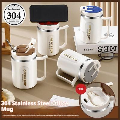 Tasse à café isotherme à double paroi en acier inoxydable avec cuillère, gobelet pour boisson à l'eau froide, tasse à thé et à lait, gadgets de cuisine