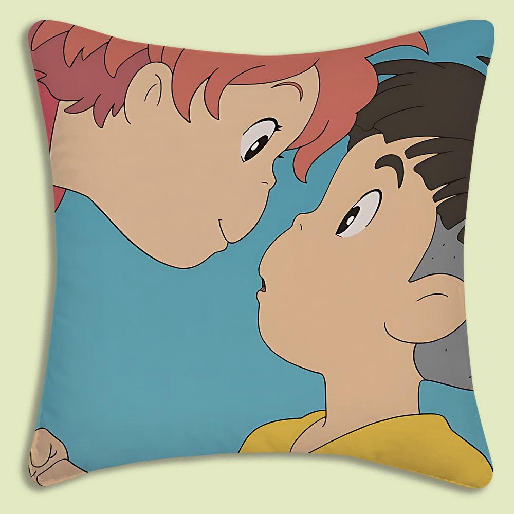 Cute Cartoon Ponyo Pillow Covers Cartoon Sofa Decorative Home Double-Sided Printing Short Plush Cute Cushion Cover