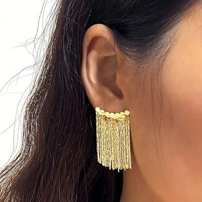 Orecchini lunghi con nappe scintillanti color oro per donna, orecchini alla moda, regali per matrimonio e tutti i giorni