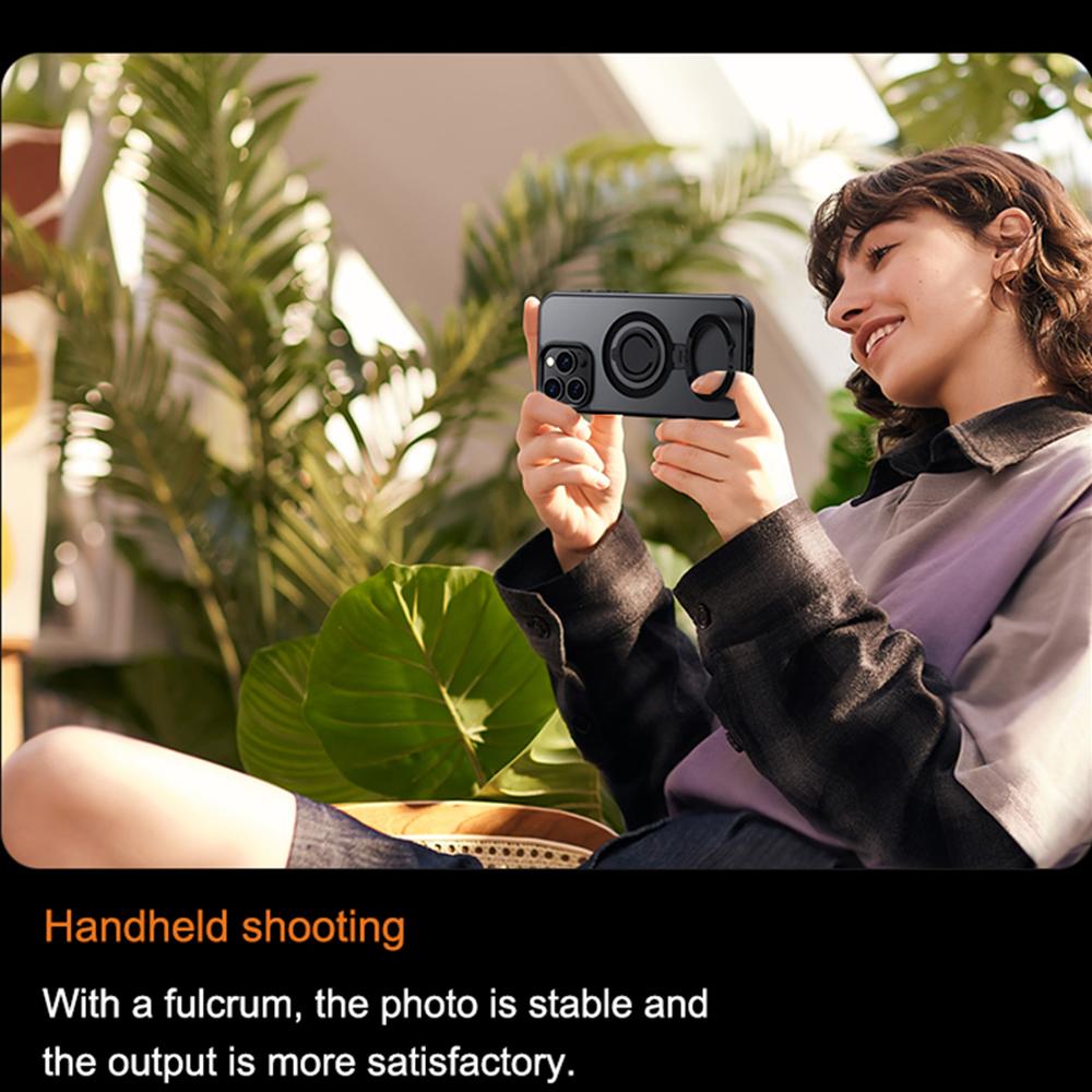 For iPhone 16 Pro Case Compatible with MagSafe Kickstand Matte PC+TPU Phone Cover with Silicone Ring