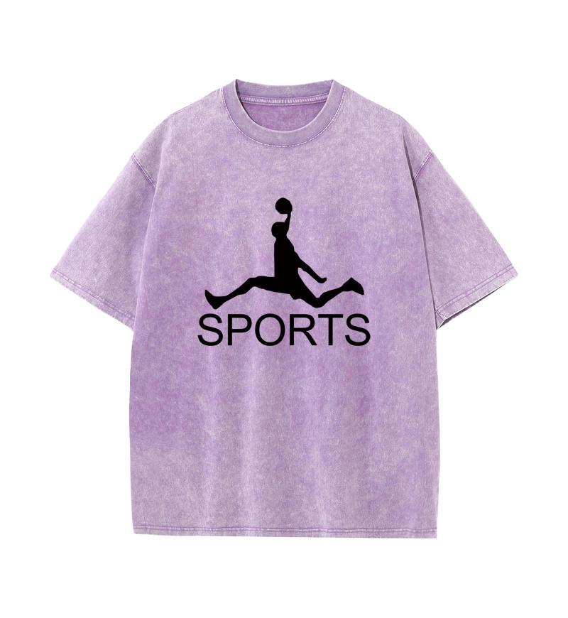 100% хлопок, стираный, старый крафт, свободная футболка, большой размер, О-образный вырез, свободная мужская футболка, спортивная, с надписью XXL фиолетовый