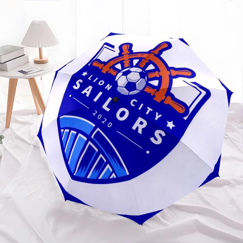 Lion City Sailors Football Club pattern, automatic folding umbrella, portable and foldable design, 8 ribs, a Christmas or birthday gift.
