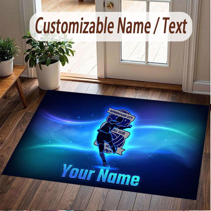Custom Rug BIRMINGHAM CITY Pattern Print Name Text Soft Non‑Slip Floor Carpet for Home Indoor Decoration