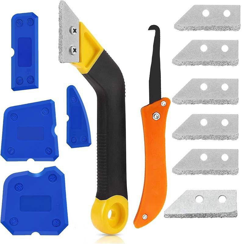 9-Piece Grouting Tool, Door And Window Floor Seam Glass Glue Cleaning Hook Knife, Seam Cleaner Seam Saw Knife Direct Sales
