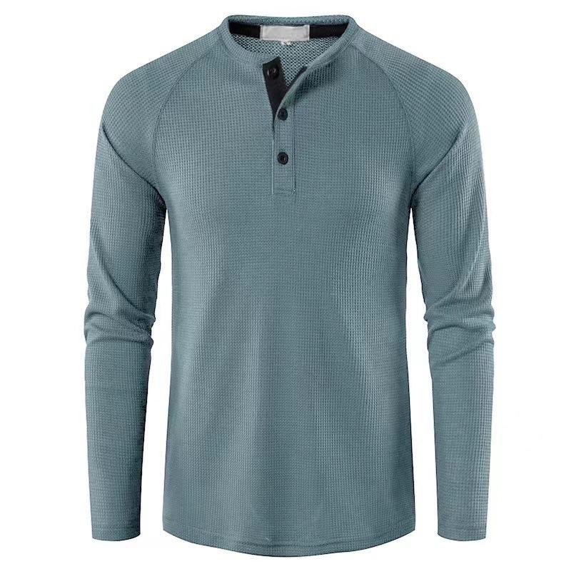 Autumn And Winter New Men'S T-Shirt Europe And The United States Men'S Solid Color Long Sleeve Undershirt Henry Shirt Men
