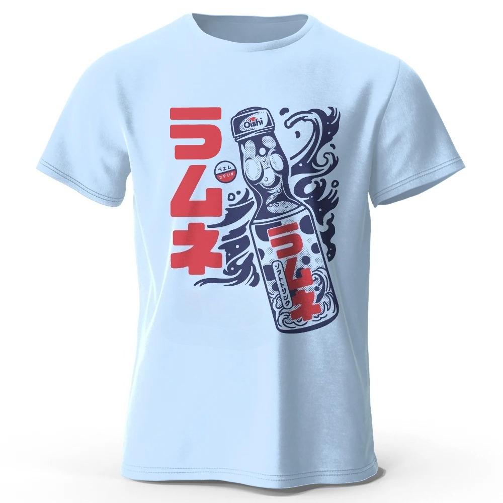 Men s Anime Printed Cotton T-Shirt Soft Comfortable Round Neck Short Sleeve Loose Casual Summer Creative T-shirt S небесно-голубой