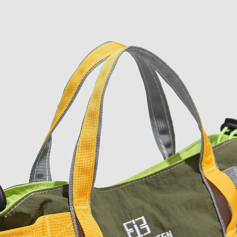 Lightweight Nylon Colorblock Tote Bag with Side Mesh Pockets Crossbody Casual Shoulder Purse for Daily