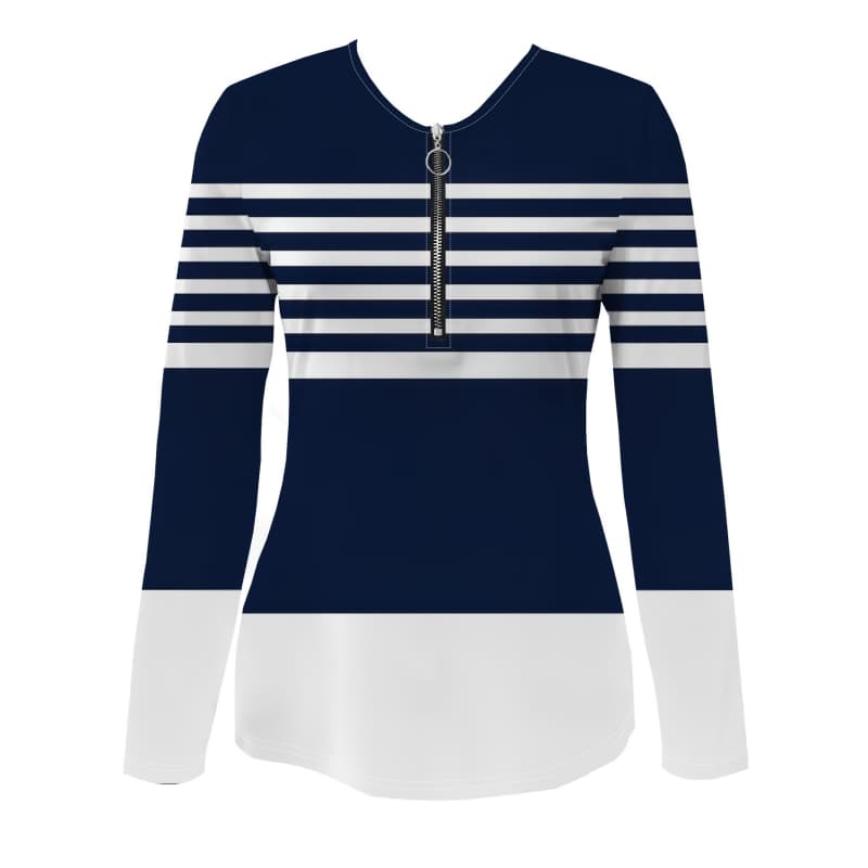 Tricou cu fermoar și imprimeu creativ pentru femei, cu mânecă lungă, respirabil, moale și confortabil, potrivit pentru purtare casual pe tot parcursul anului