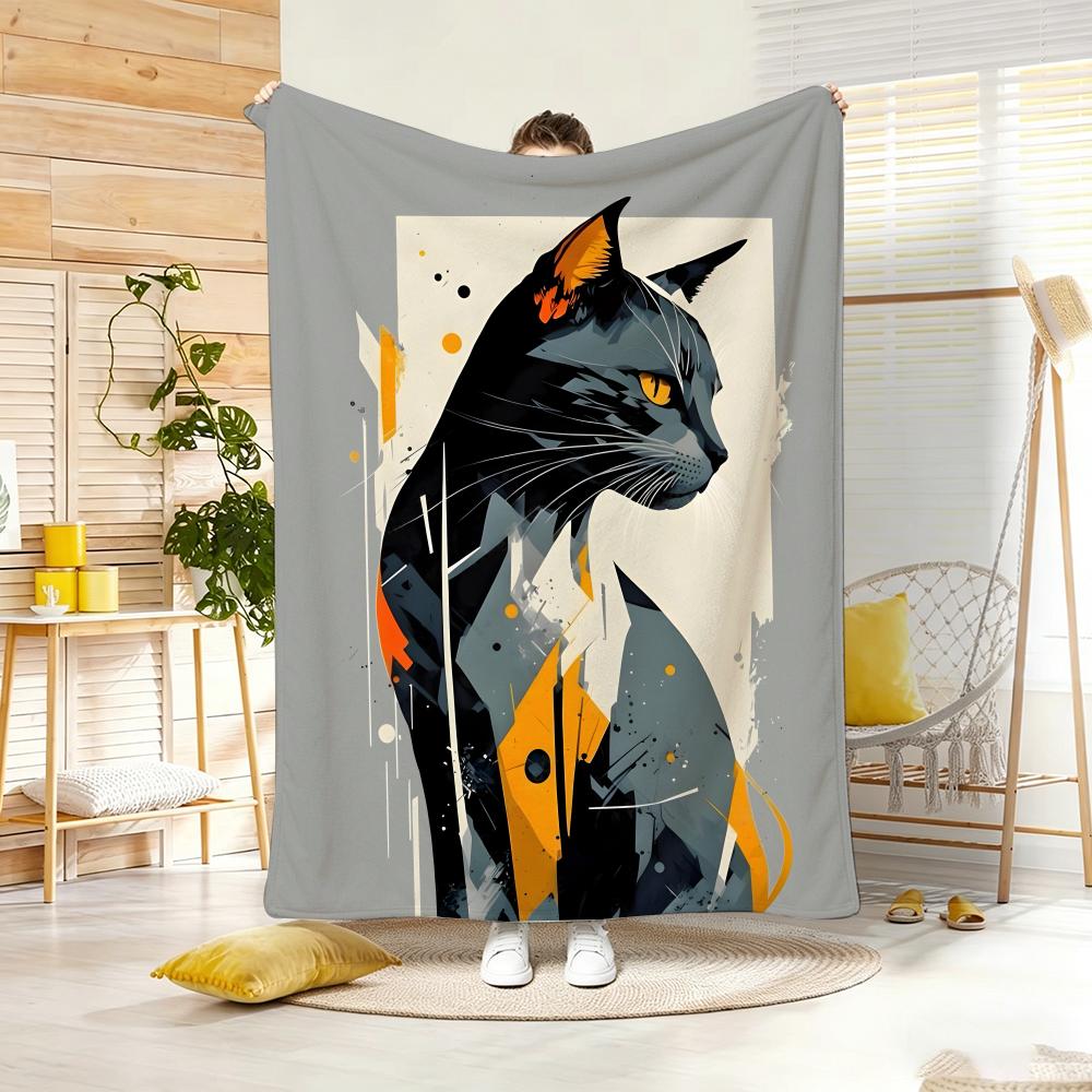 Artistic Pattern C-catS Throw Lightweight 240g Flannel Blanket Soft Skin-friendly for Summer Cooling