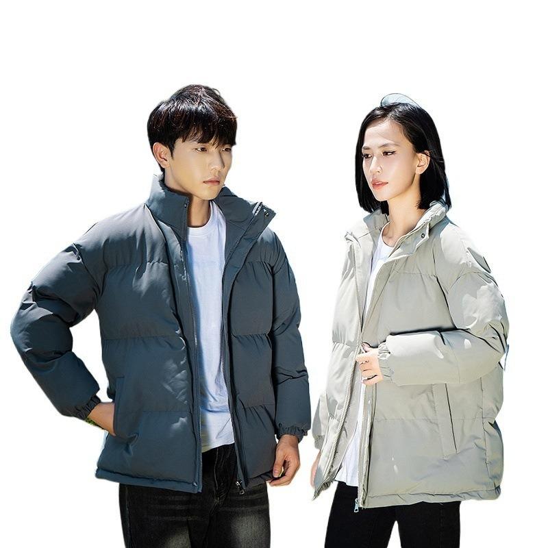 Winter new couple simple stand-up neck cotton-padded clothes men's casual cotton-padded clothes thickened cold-proof warm bread clothes women