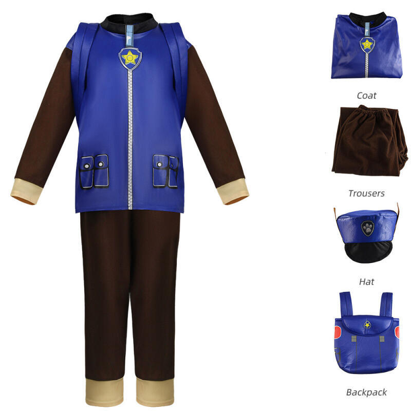 Kids Boys Paw Patrol Cosplay Costume Chase Marshall Skye Rubble Rocky Zuma Birthday Halloween Party Performance Set