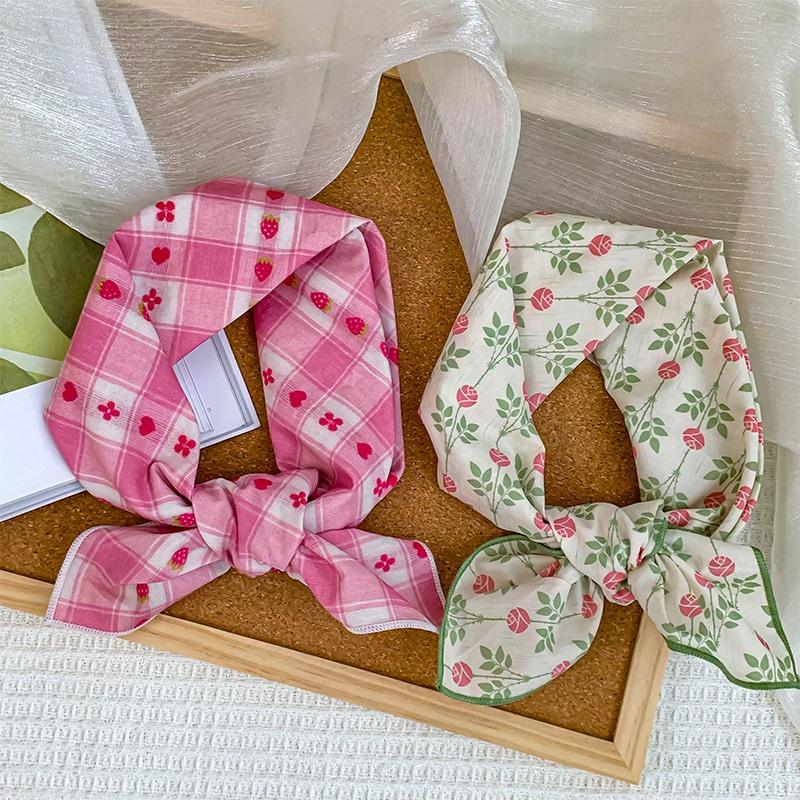 58 cotton and linen square scarf headscarf autumn versatile small floral women's thin small fresh decorative silk scarf