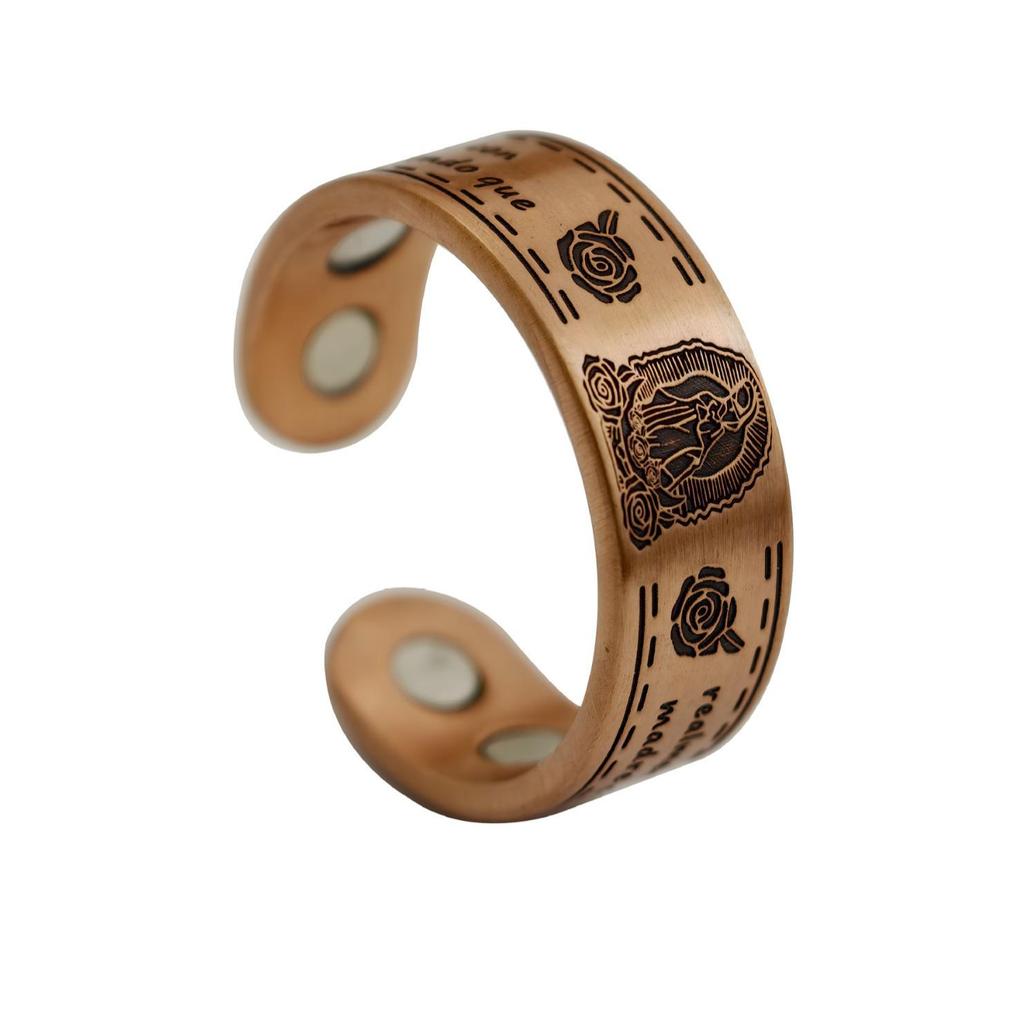 Vintage Red Copper Adjustable Guadalupe Virgin Mary Magnetic Therapy Ring