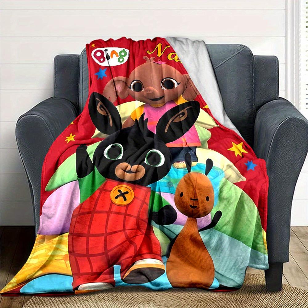 Bing Bunny And Friends Flannel Blanket With Personalized Name Soft And Comfortable Shawl Blanket For All Seasons Suitable For Home Travel Camping