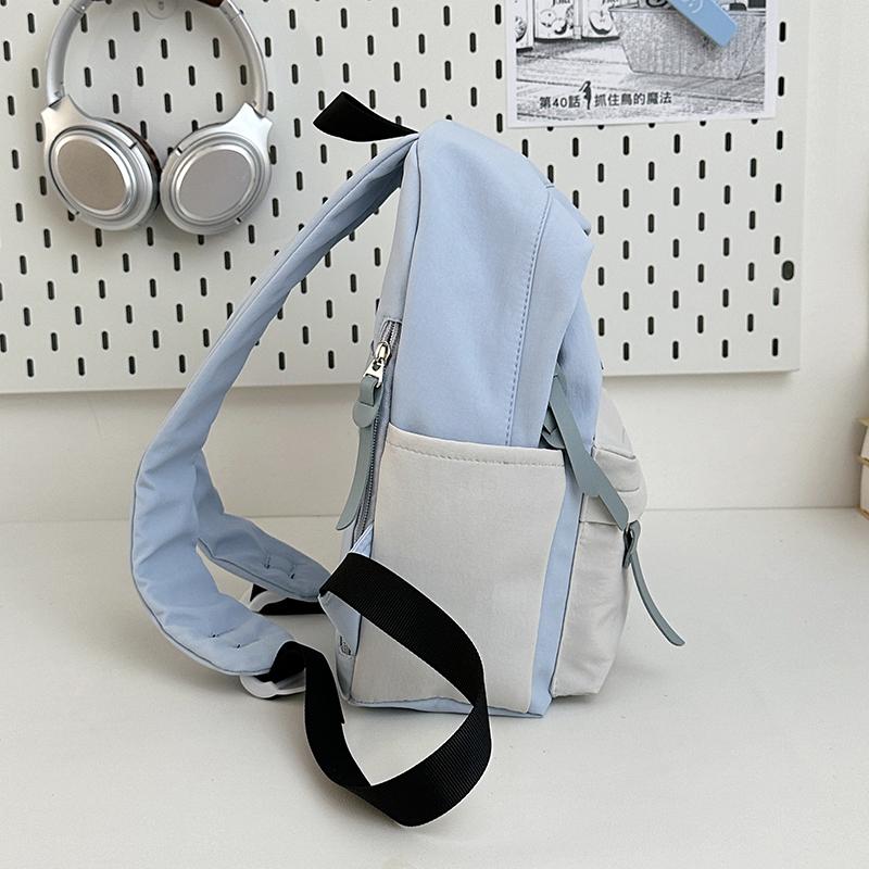 Contrast Color Backpack Junior High School Student Schoolbag Women's Lightweight Backpack