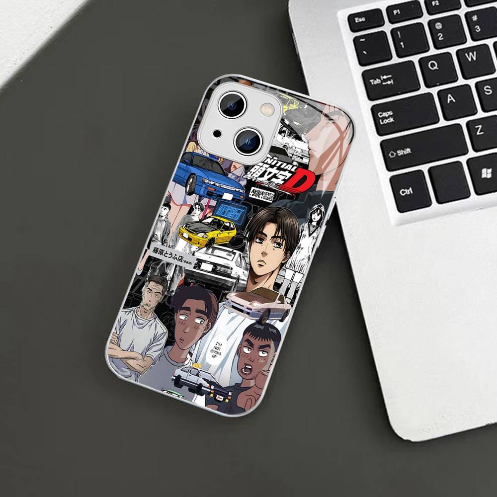 Road Racing Anime I-Initial D Tempered Glass For Iphone 14 13 12 11 Pro Mini XS MAX 14Plus X XS XR Cover