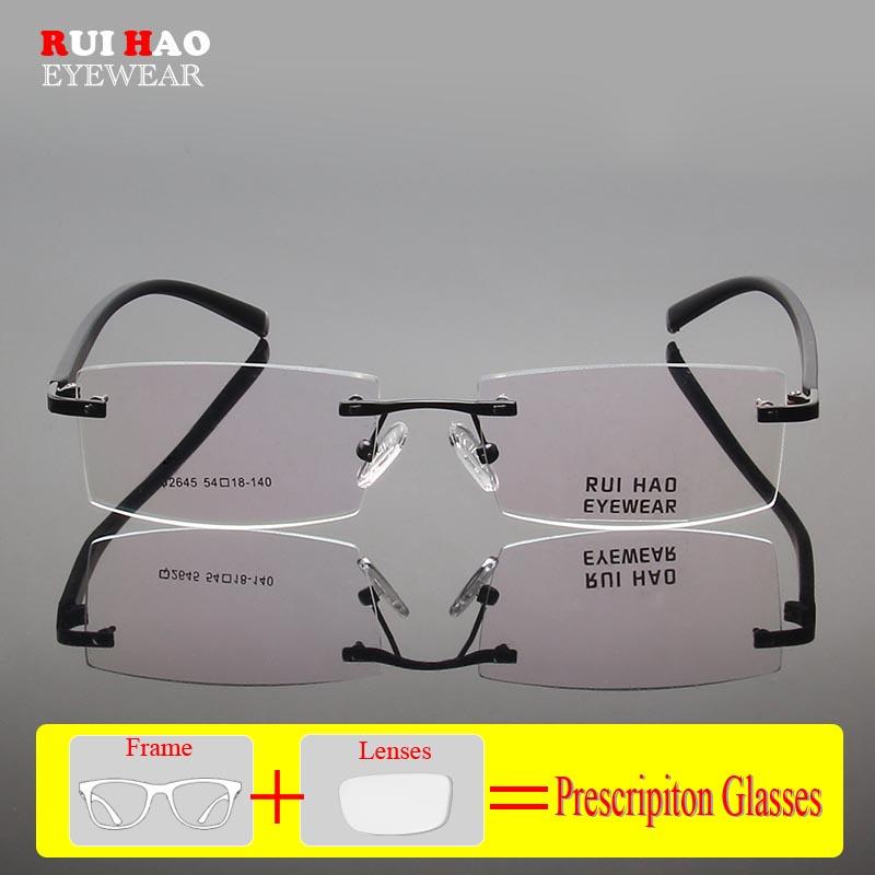 Customize Prescription Glasses Men Women Leisure Myopia Hyperopia Spectacles Rectangle Rimless Eyeglasses Fill Resin Lenses 2645
