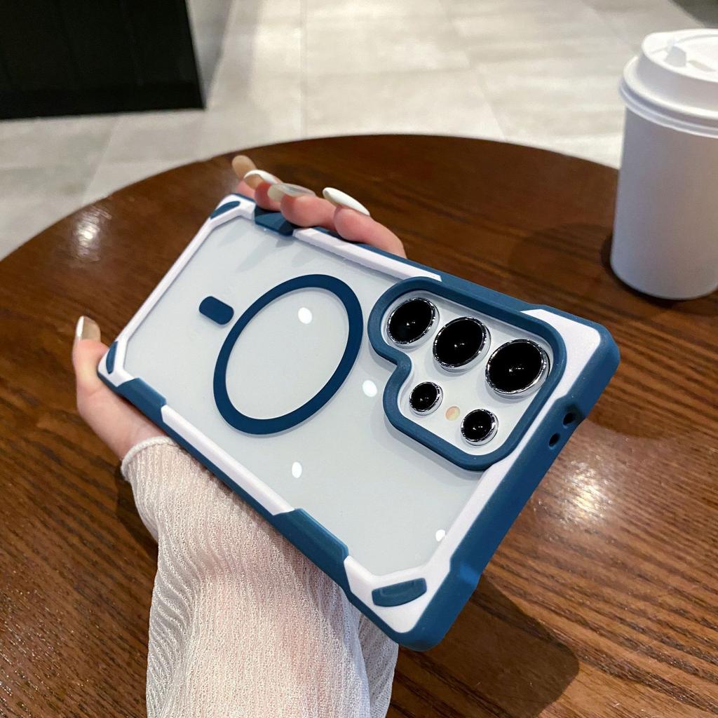 Magnetic Panda Two Color Suitable for Samsung S25ultra Contrasting Phone Case S24plus Acrylic Anti Fall Hard Cover