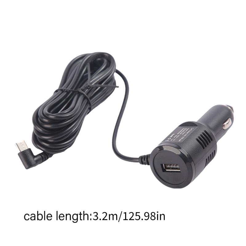 3.4meter Angled USB C Car Charger USB 5V Outputs Intelligent Power Allocation Compatible for Dashcams Mobile Devices