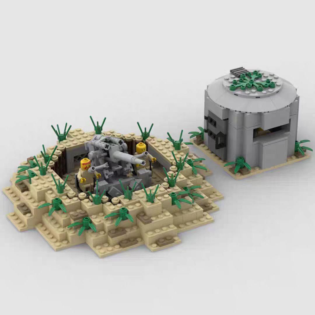Happy Time For Kids World War Ii Cannon Bunker Building Block Military Base Trench Model Assembled Toy Compatible Set