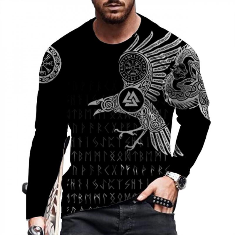 Spring New Long Sleeve T-Shirt Men's Fashion Printed Street Trend Top