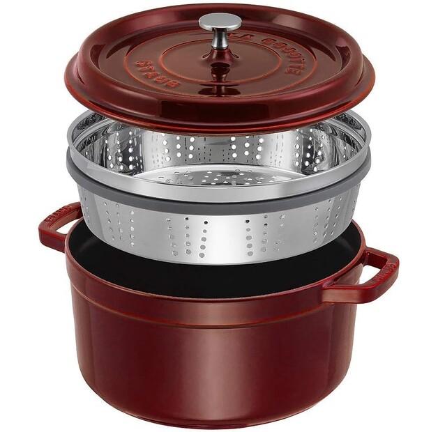 Cocotte Zwilling Staub, Round, with Steamer, 26 Cm, Grenadine, 5.2 L (40510-600-0)