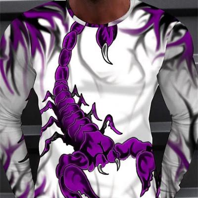 Funny Scorpion Print T Shirt For Men Fashion 3D Animal Pattern Oversized T-shirt Casual O-neck Long Sleeve Tops Summer Pullover
