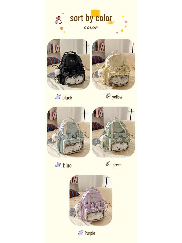 Student Rucksack mit großem Fassungsvermögen, lässig, mit Cartoon-Anstecknadeln, für Reisen und Schule