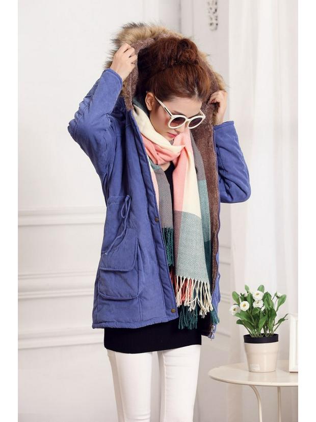 Manteau long à capuche en laine d'agneau style coréen grande taille pour femme - Hiver 2023