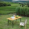 Portable Aluminum Alloy Folding Camping Table with Wood Grain Roll-up Design