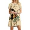 Sommer Schmetterling Kleider Damen Elegant Kurzarm 3D Druck Locker Kleid Vintage Lässig Rundhals Mini Übergröße Kleid