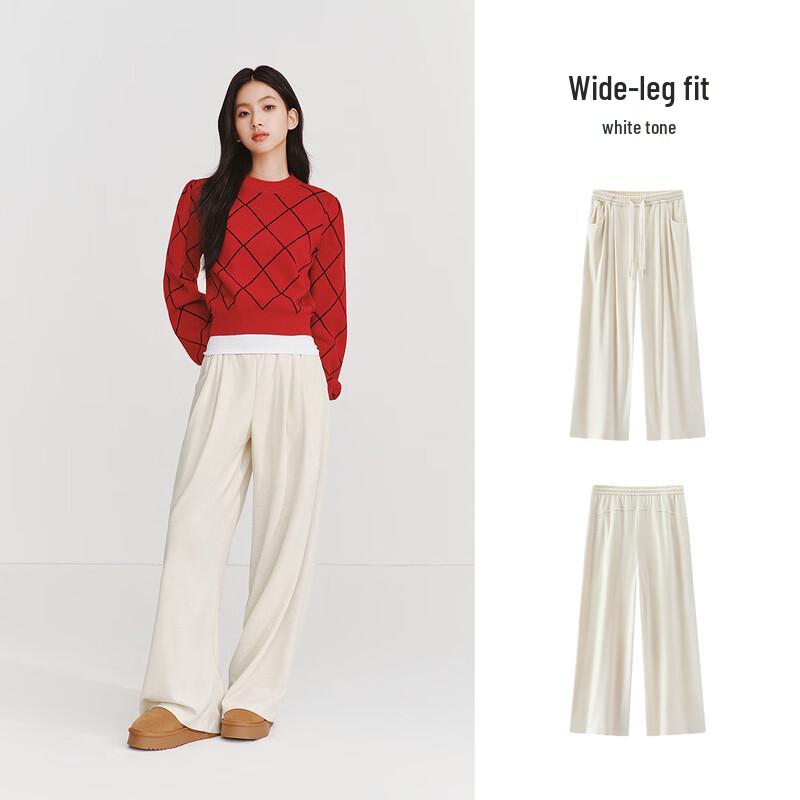 Semir Women's Spring Pleated Elastic Waist Wide-Leg Casual Pants