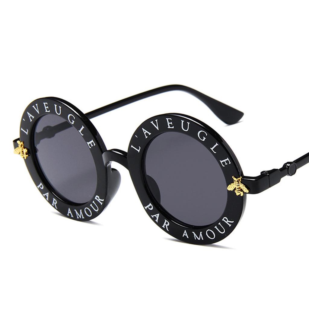 European and American Trends New Sunglasses Ladies Round Frame Burt's Bees Sunglasses Fashion Letters Online Celebrity Glasses.