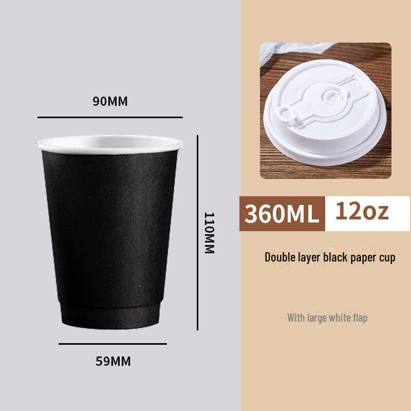 360ml Double-Layer White/Kraft Paper Cup for Hot Coffee & Milk Tea - Disposable 12oz Eco-Friendly Takeaway Cup
