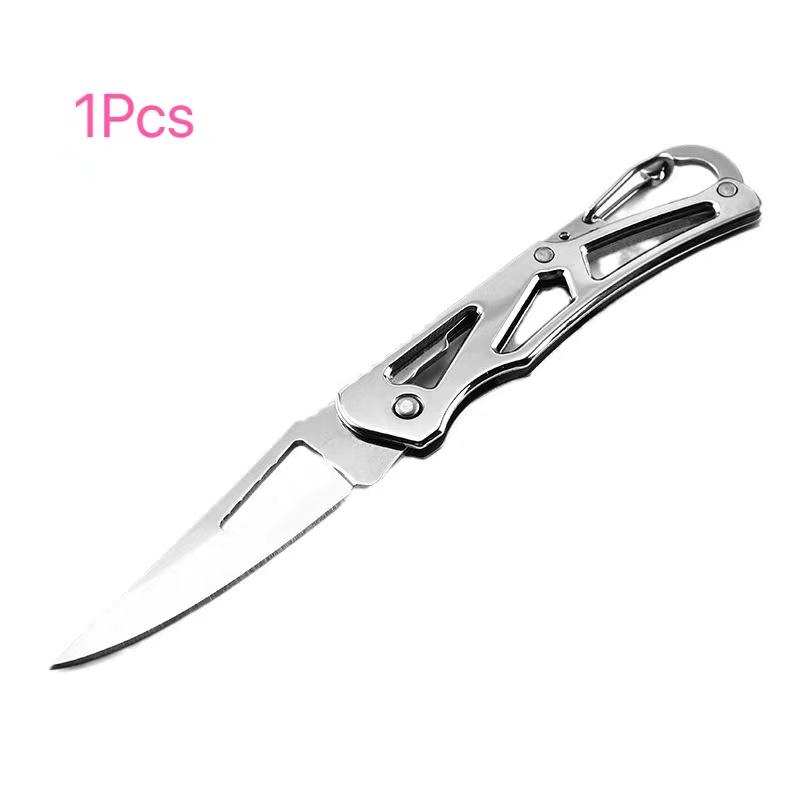 Stainless Steel Folding Fruit Paring Knife Portable Keychain Non-slip Utility Knife for Home Picnic Outdoor 1pc