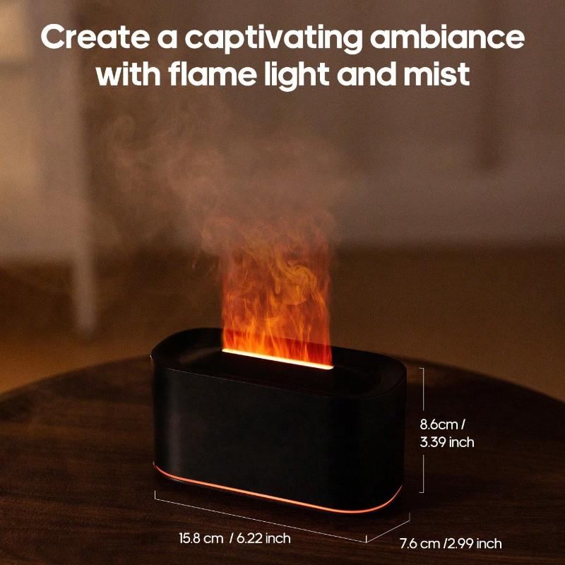 7 Color Flame Aroma Diffuser Humidifier Creative Desktop Night Light Ultrasonic Fragrance Mist Maker Home Office Aromatherapy