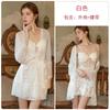 Women's Velvet Mesh Cutout Underwire Push Up Padded Sleep Dress with Robe Lounge Set
