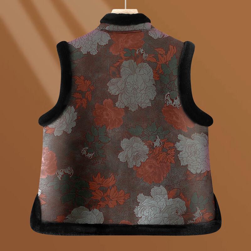 Elderly Women's Plus Velvet Chinese Style Warm Vest