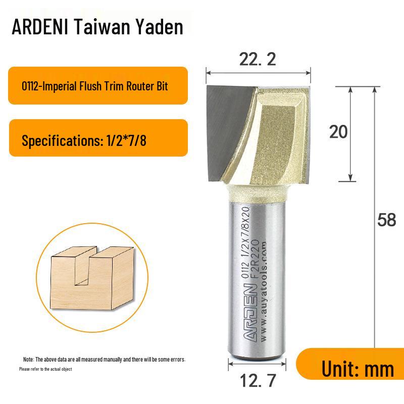 Yaden Metric Flat Bottom Woodworking Cutter: Slotting, Rebating, Milling, Trimming, Engraving, & Router.