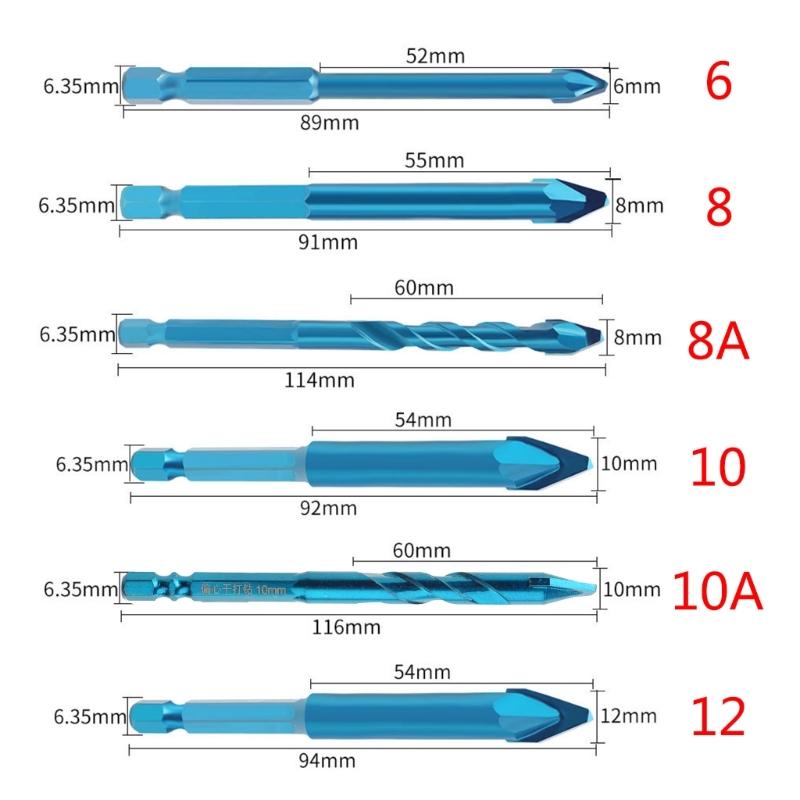 Burghiu profesional pentru beton cu mâner antiderapant, bit de burghiu îmbunătățit din oțel tungsten pentru plăci de porțelan, ceramică, piatră