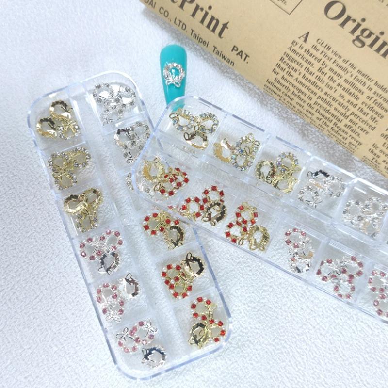 5 ks Věnec Mašlička Perla Zirkon Charms pro Nail Art Design Vánočního věnce Krystaly Šperky Dekorace pro Nail Art