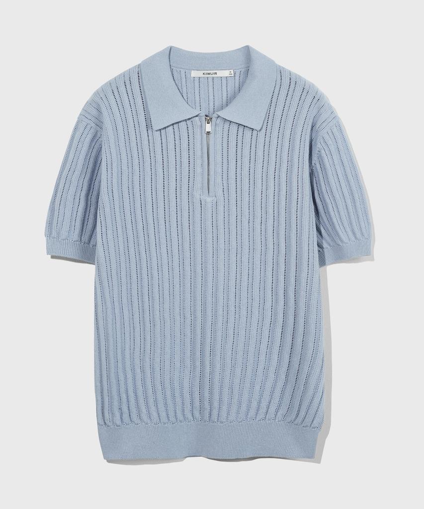 KIIMUIR Half-Zip Short-Sleeve Knit_Grayish Blue