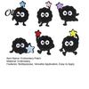 Glue Backing Patch 6 Pcs Cartoon Embroidered Patches, Iron on Sew Decorative Appliques, Customizable Embroidery Cute Black Ball Patches for