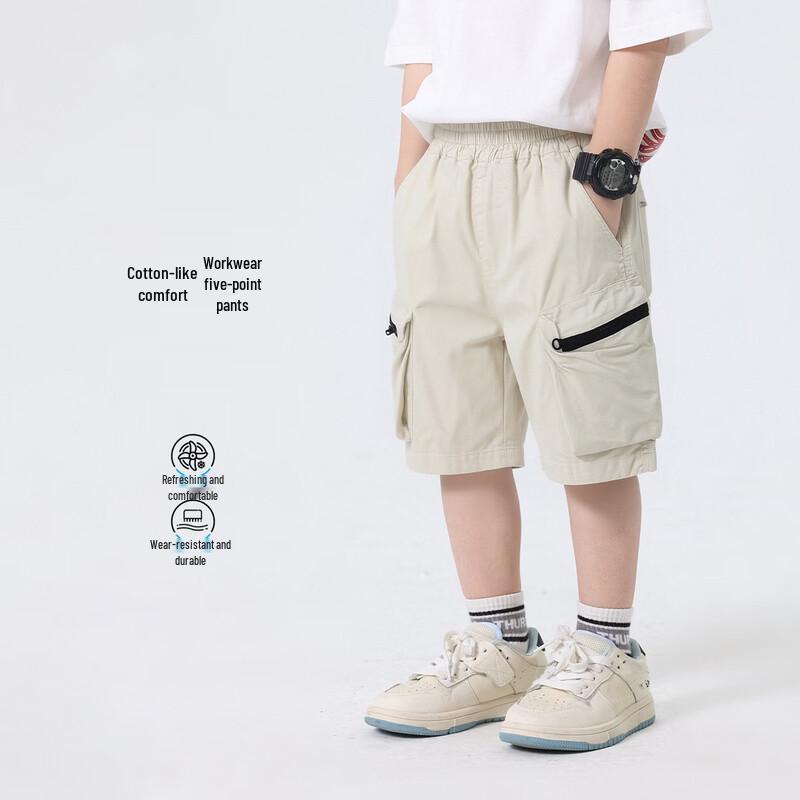 Boys Summer Cotton Cargo Shorts 110 бежевый
