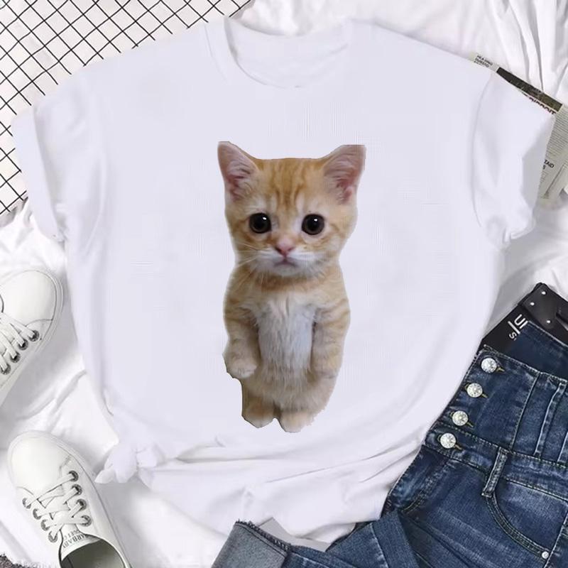 Women Unisex Graphic Tshirt Streetwear Harajuku Graphic Ulzzang Tshirt Funny Cute Cat Vintage Tee Shirt Aesthetic Y2k Tops FeUnisex