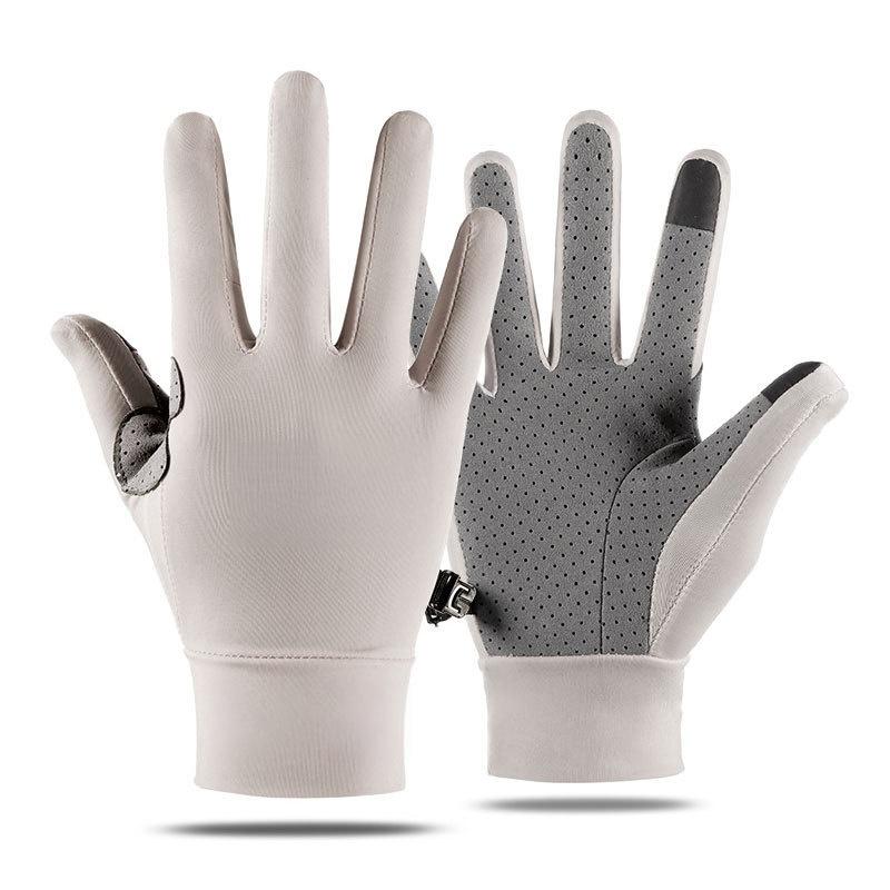 Lightweight Summer Sunscreen Gloves 1 Finger Open Perforated Anti Slip Breathable Ice Shreds Wrist UPF50+ Unisex for Driving