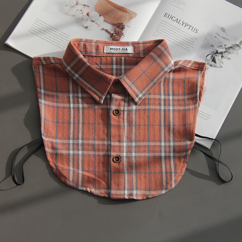 Plaid Fake Collar Shirt Children Print Collares Mujer Cotton Detachable Collar Choker Kids Boys Girls Removable Half Shirt