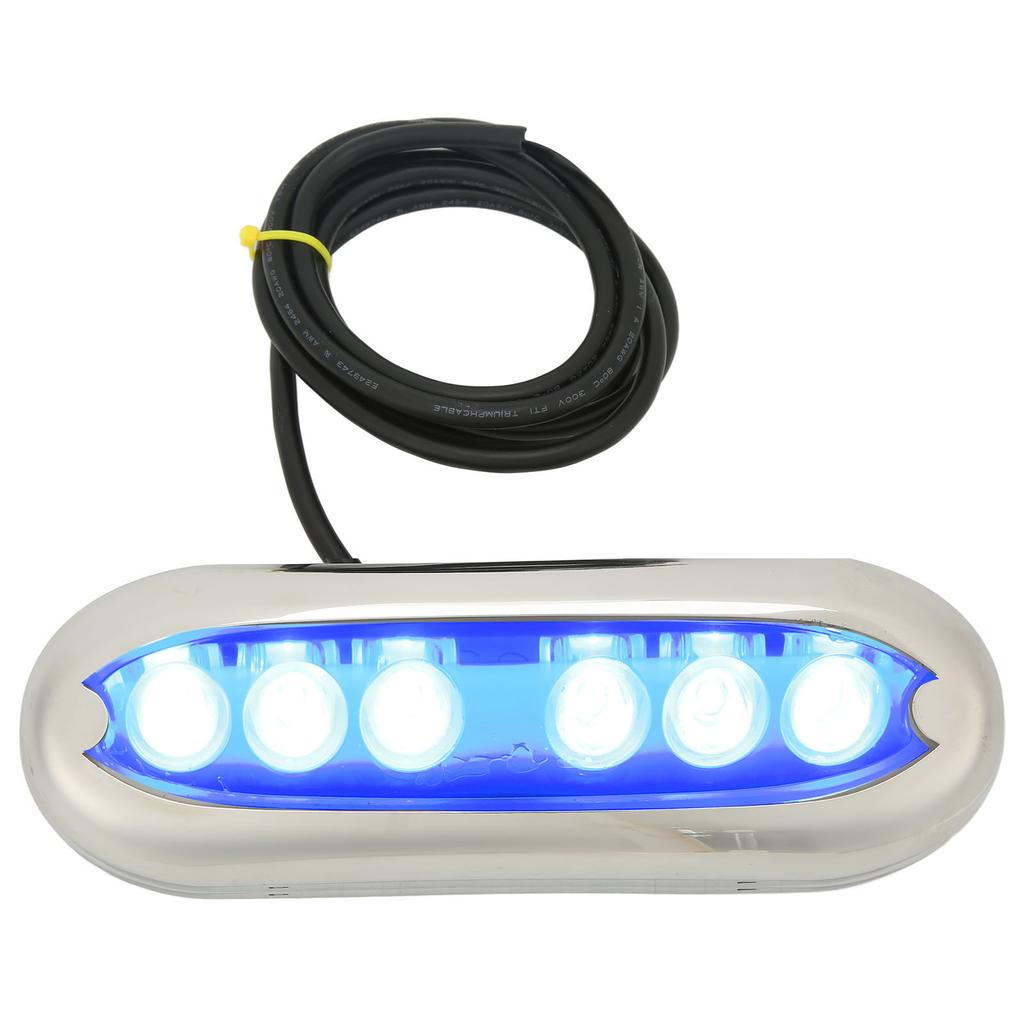 12V to 24V Boat Underwater Light 6 LED Lamp Beads IP68 Waterproof Strong Sealing for Ships Yachts Motorboats Blue Light